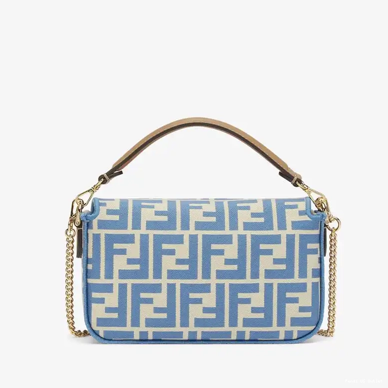 Vintage HOT Bag Blue Baguette In Fendi Motif Mini Fabric FF 0515